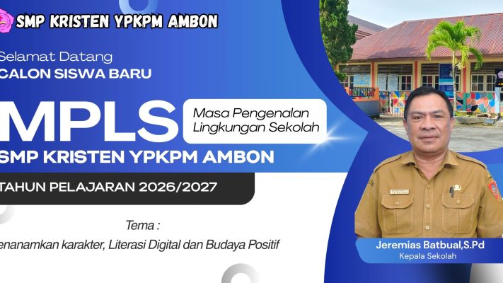Biru dan Putih Modern Sambutan MPLS Pendidikan Banner